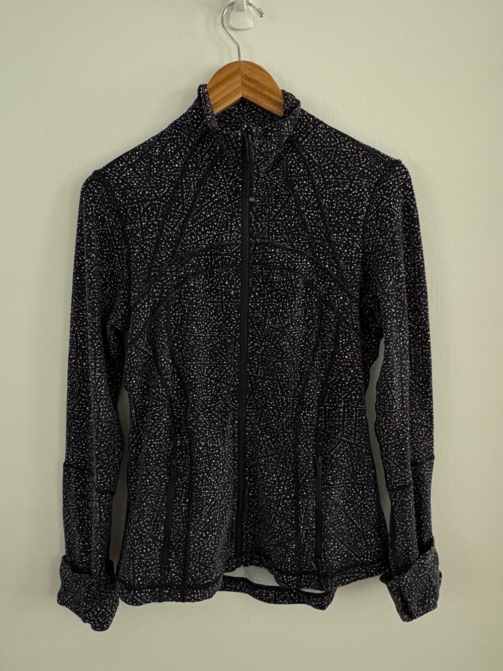 Lululemon Define Jacket Black White Speckle Print Luon Zip Up Women’s Size 8